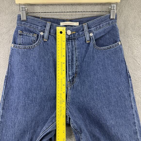 Levis Jeans Women 26 Blue Medium Wash High Waisted Straight Festival - Picture 10 of 16